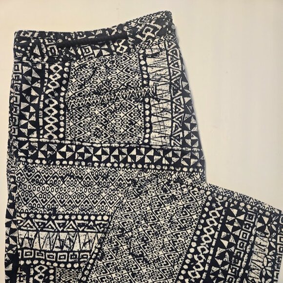LOFT dark navy geometric tribal pattern ankle‎ pants Size 14 - Picture 3 of 7